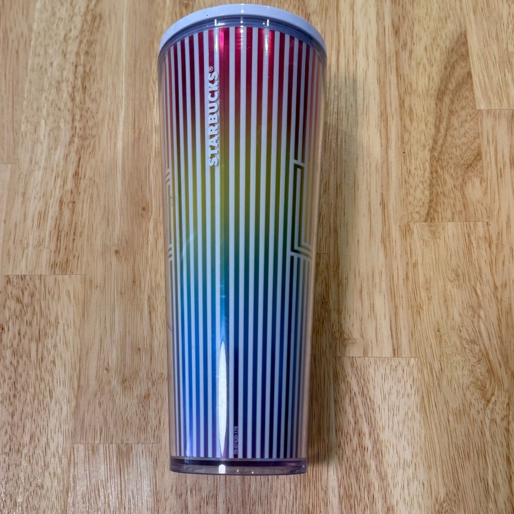 Starbucks Rainbow‎ Stripes Tumbler Cup Venti 24 oz